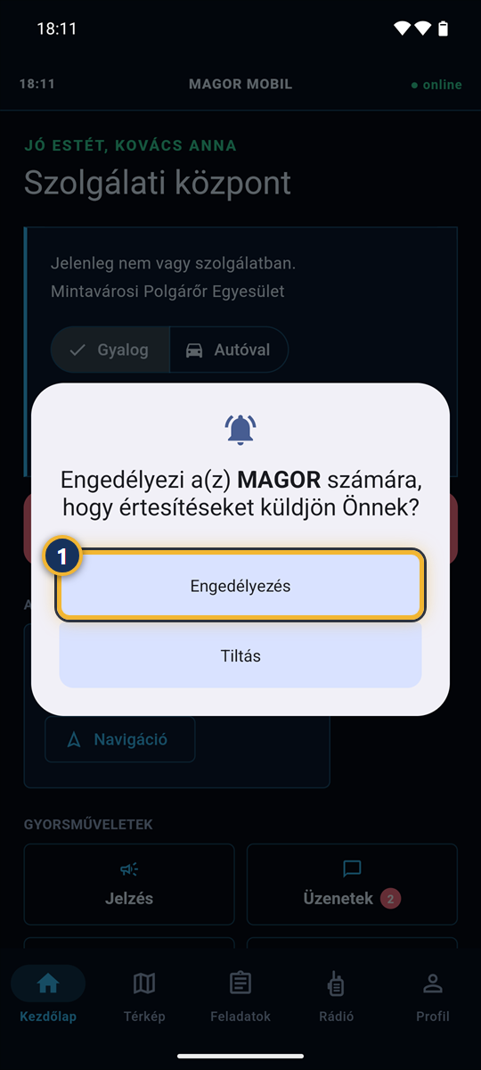 Az Android kérdése az értesítések engedélyezéséről
