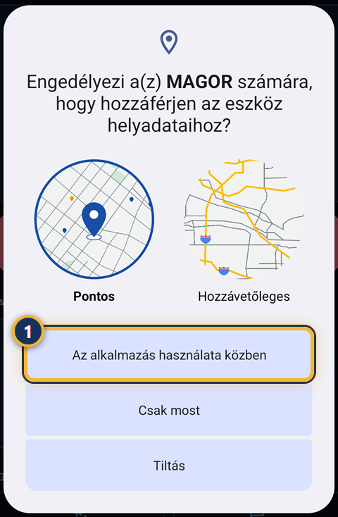 Az Android kérdése a helyadatok engedélyezéséről