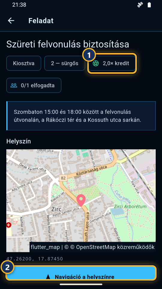 Egy feladat részletei térképpel
